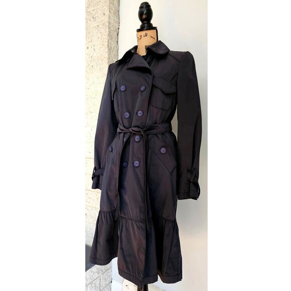 Max Mara Ruffle Hem Trench Coat. Weekend Edition, Womens Sz 8, Excellent cond - Picture 2 of 13